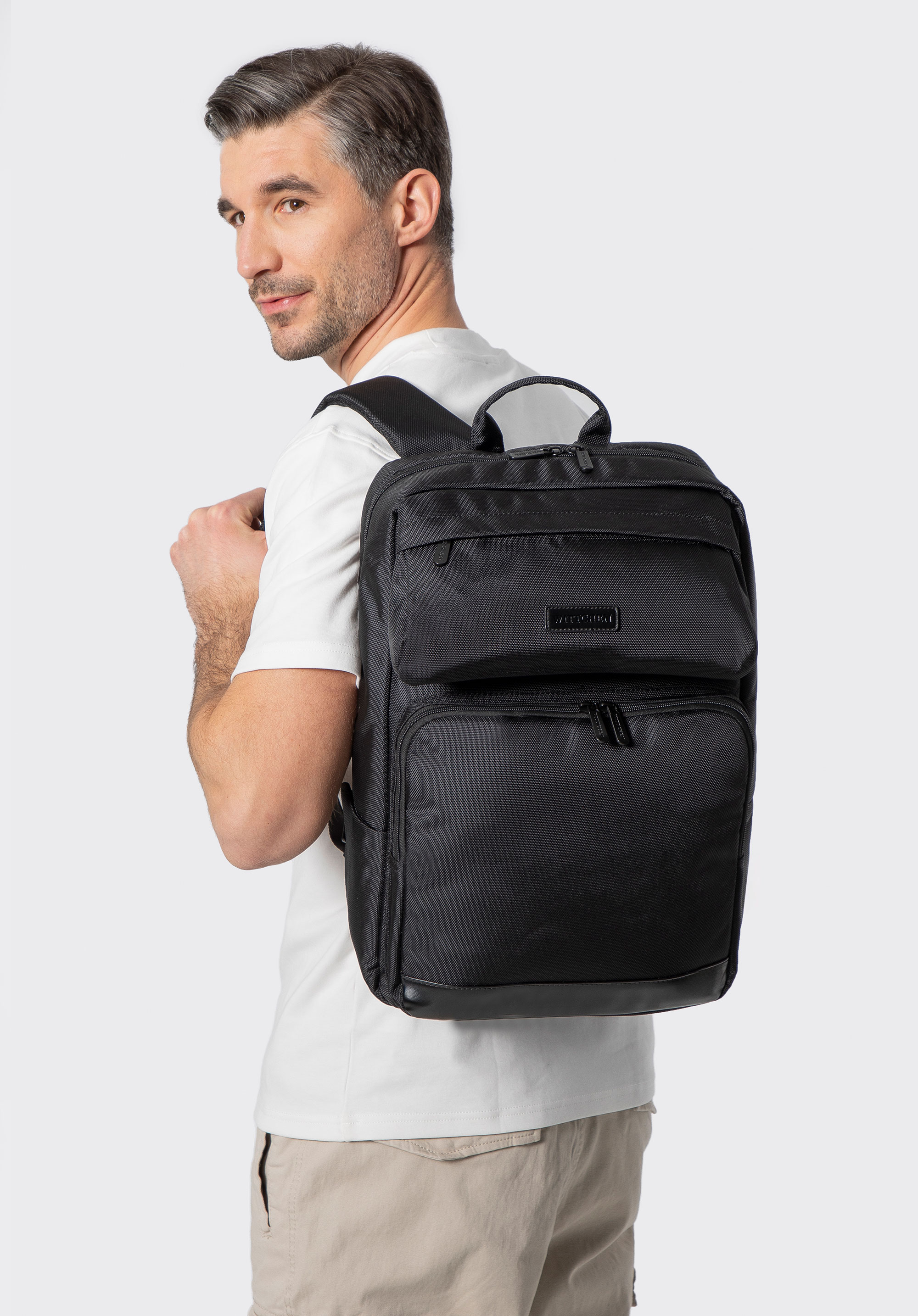 Rucsac de călătorie pentru bărbați cu compartiment pentru laptop de 15,6”, negru, 98-3P-101-1D, Fotografie 4