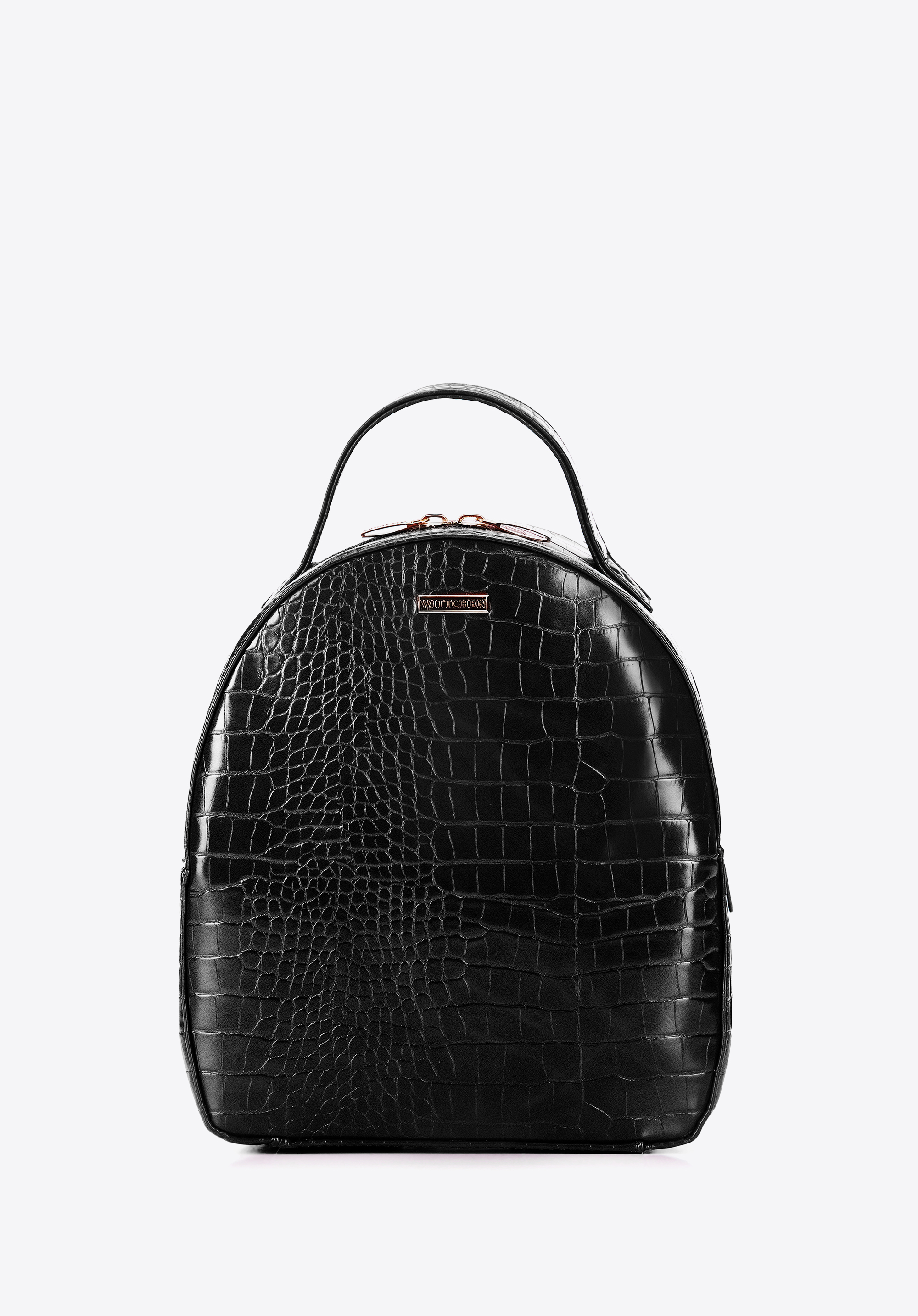 Rucsac din piele artificială cu imprimeu croco