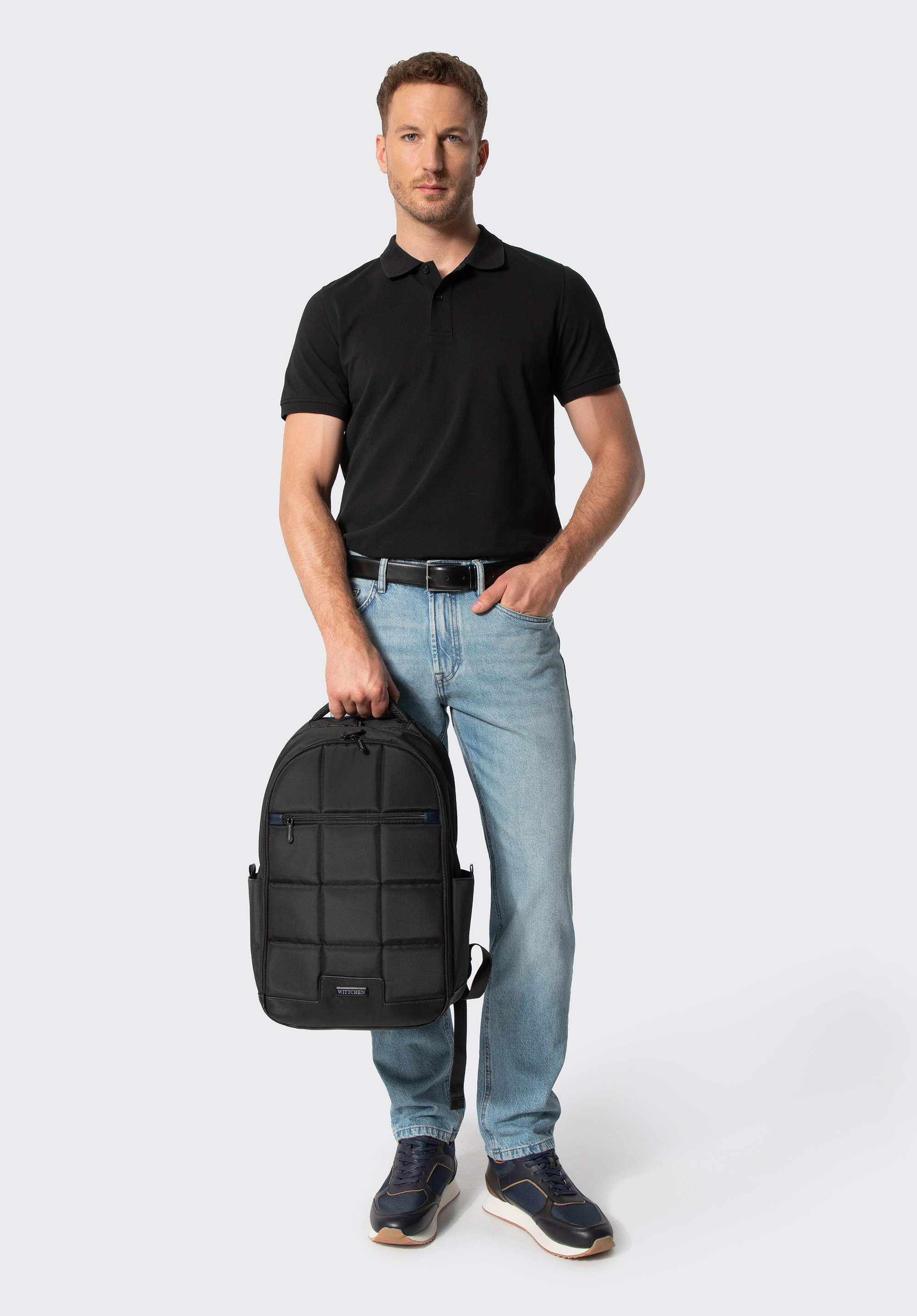 Rucsac multifuncțional pentru avion în model geometric, negru, 102-3P-100-1D, Fotografie 1