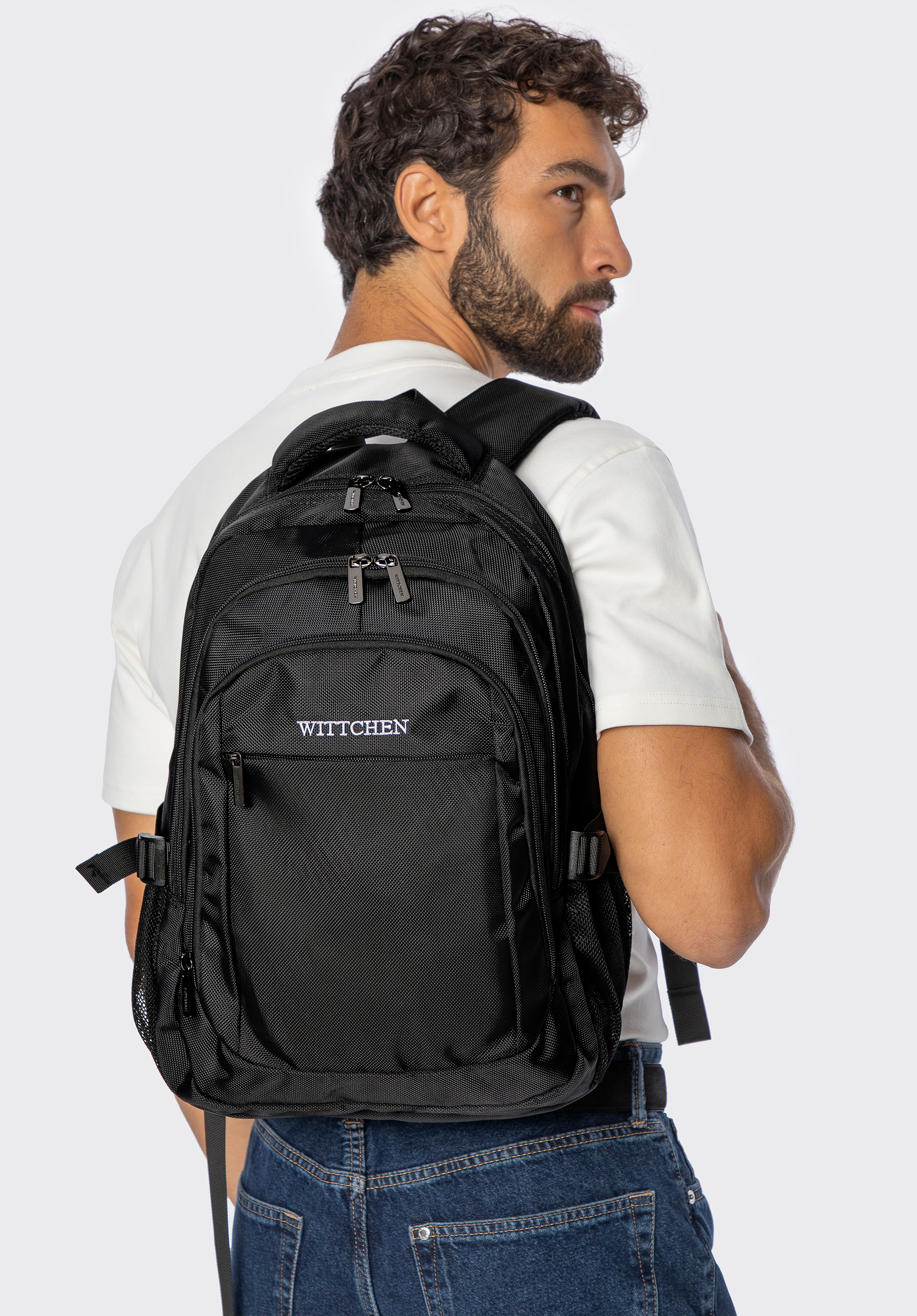 Rucsac pentru laptop de 15,6” pentru bărbați – perfect ca bagaj de mână pentru zboruri, negru, 29-3P-225-1, Fotografie 1