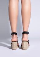 Sandale cu platformă pentru femei cu curele împletite, negru, 96-DP-802-1-38, Fotografie 4