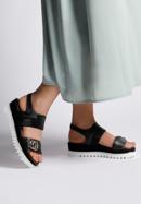 Sandale de damă din piele cu bandă elastică groasă, negru, 92-D-133-1-36, Fotografie 22