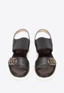 Sandale de damă din piele cu bandă elastică groasă, negru, 92-D-133-1-36, Fotografie 4