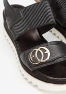 Sandale de damă din piele cu bandă elastică groasă, negru, 92-D-133-1-39_5, Fotografie 8