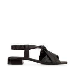 Sandale de damă din piele cu nod și cu toc mic, negru, 94-D-753-1-37, Fotografie 1