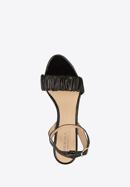 Sandale de damă din piele șifonată cu toc lat, negru, 94-D-804-1-37, Fotografie 5