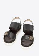 Sandale de damă din piele cu bandă elastică groasă, negru, 92-D-133-1-37_5, Fotografie 2