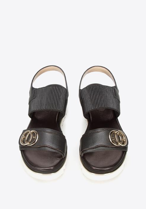 Sandale de damă din piele cu bandă elastică groasă, negru, 92-D-133-1-37, Fotografie 4