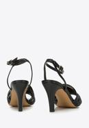 Sandale de damă din piele cu bretele pe ac, negru, 94-D-962-1-35, Fotografie 4