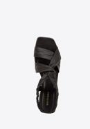 Sandale de damă din piele cu nod și cu toc mic, negru, 94-D-753-1-37, Fotografie 4