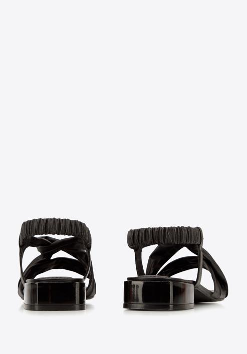 Sandale de damă din piele cu nod și cu toc mic, negru, 94-D-753-1-37, Fotografie 5