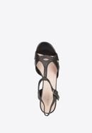 Sandale de damă din piele cu toc, negru, 92-D-958-1-36, Fotografie 5