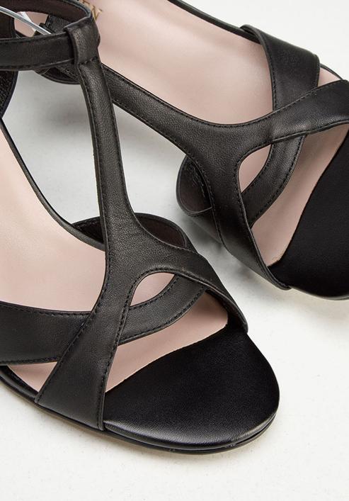 Sandale de damă din piele cu toc, negru, 92-D-958-1-37, Fotografie 8
