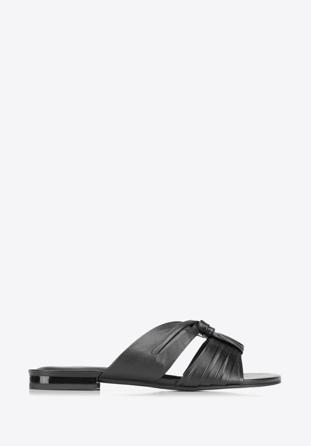 Sandale de damă din piele cu volane, negru, 88-D-257-1-35, Fotografie 1