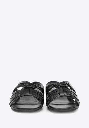 Sandale de damă din piele cu volane, negru, 88-D-257-1-37, Fotografie 1
