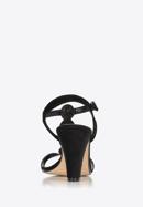 Sandale de dama pe stalp din piele intoarsa cu nituri oglinda, negru, 90-D-403-1-39, Fotografie 6