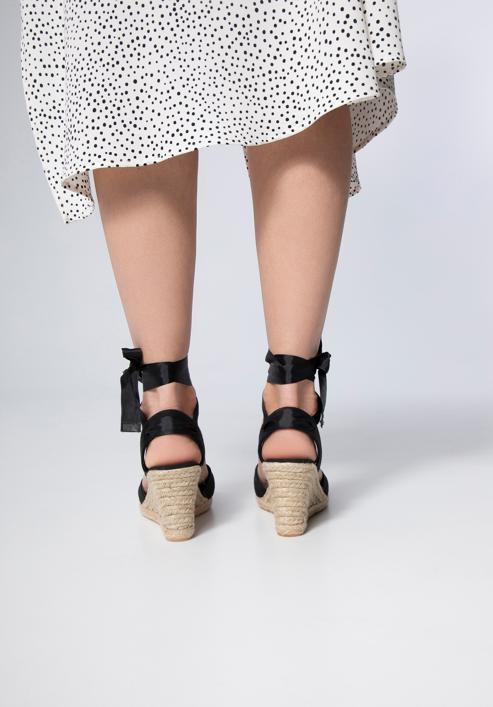 Sandale din pânză cu şnur, negru, 98-DP-801-9-40, Fotografie 5