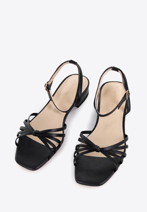 Sandale din piele pentru femei cu curele subțiri și nod, negru, 96-D-514-P-35, Fotografie 3