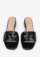 Sandale împletite cu toc mic, negru, 98-DP-201-0-35, Fotografie 3