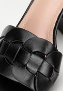 Sandale împletite cu toc mic, negru, 98-DP-201-P-37, Fotografie 7