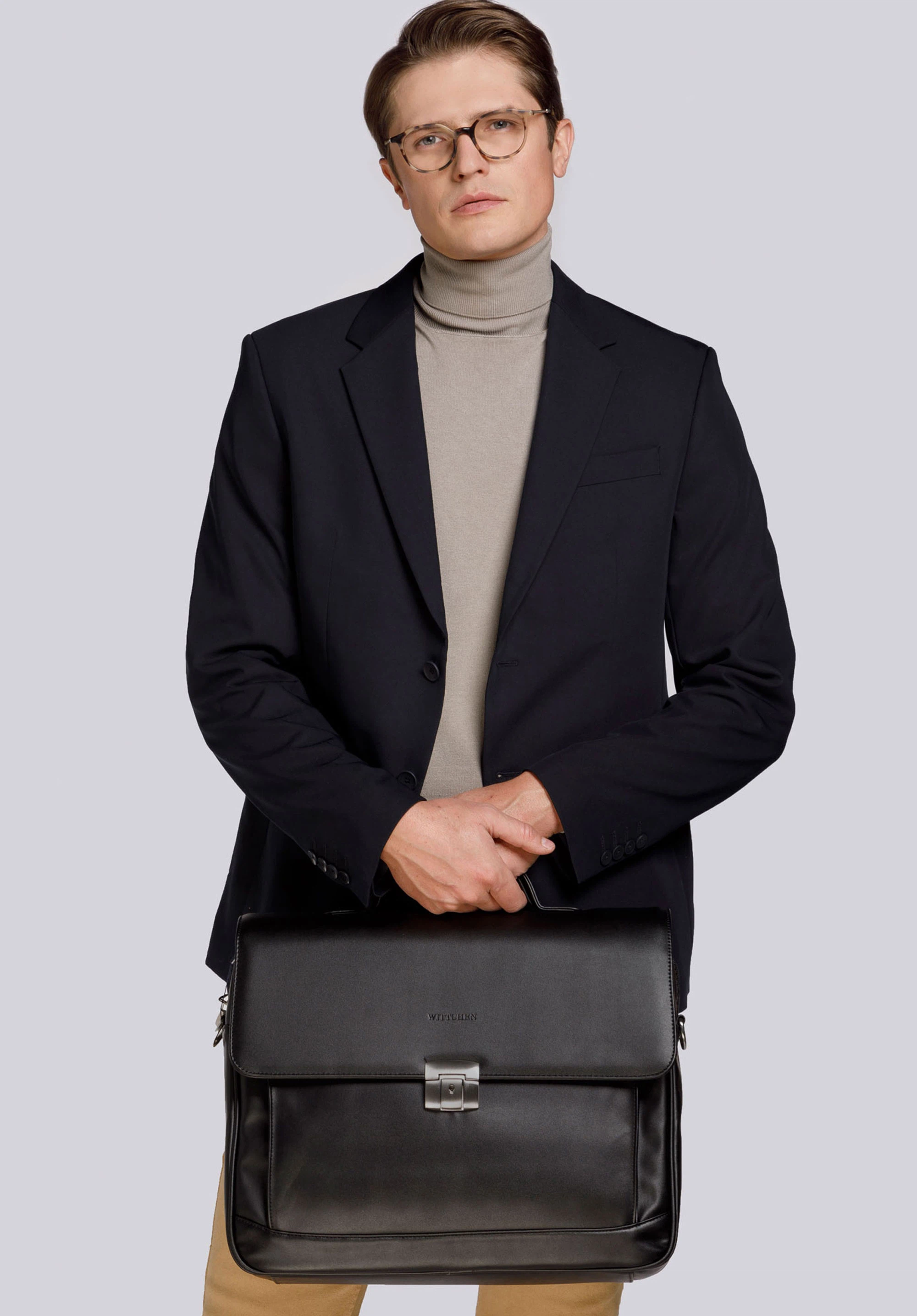 Servietă cu buzunar pentru laptop 15,6”, moale, negru, 29-3-701-1, Fotografie 1