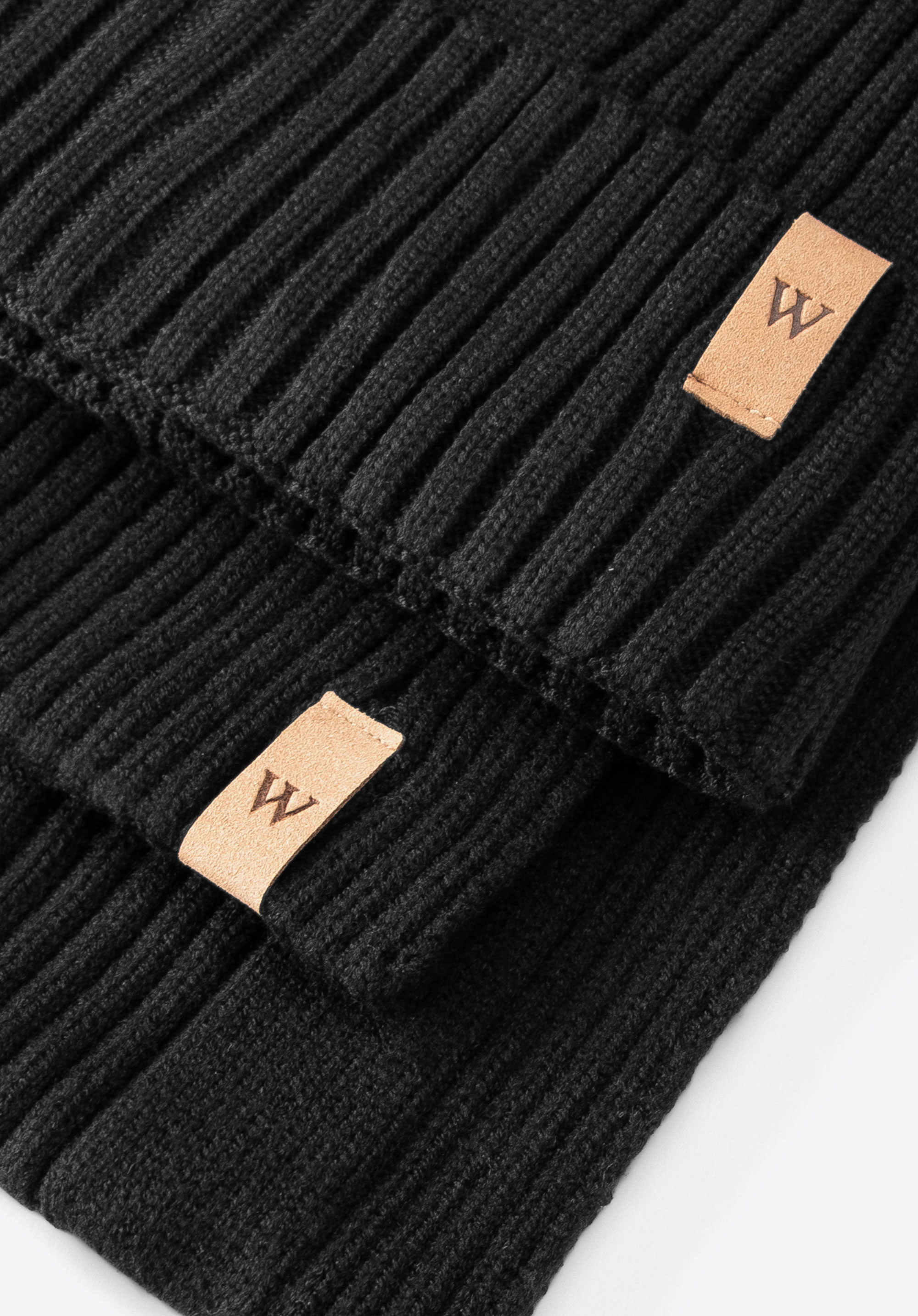 Set căciulă și eșarfă bărbătești din tricot cu nervuri, negru, 103-SF-101-1, Fotografie 1