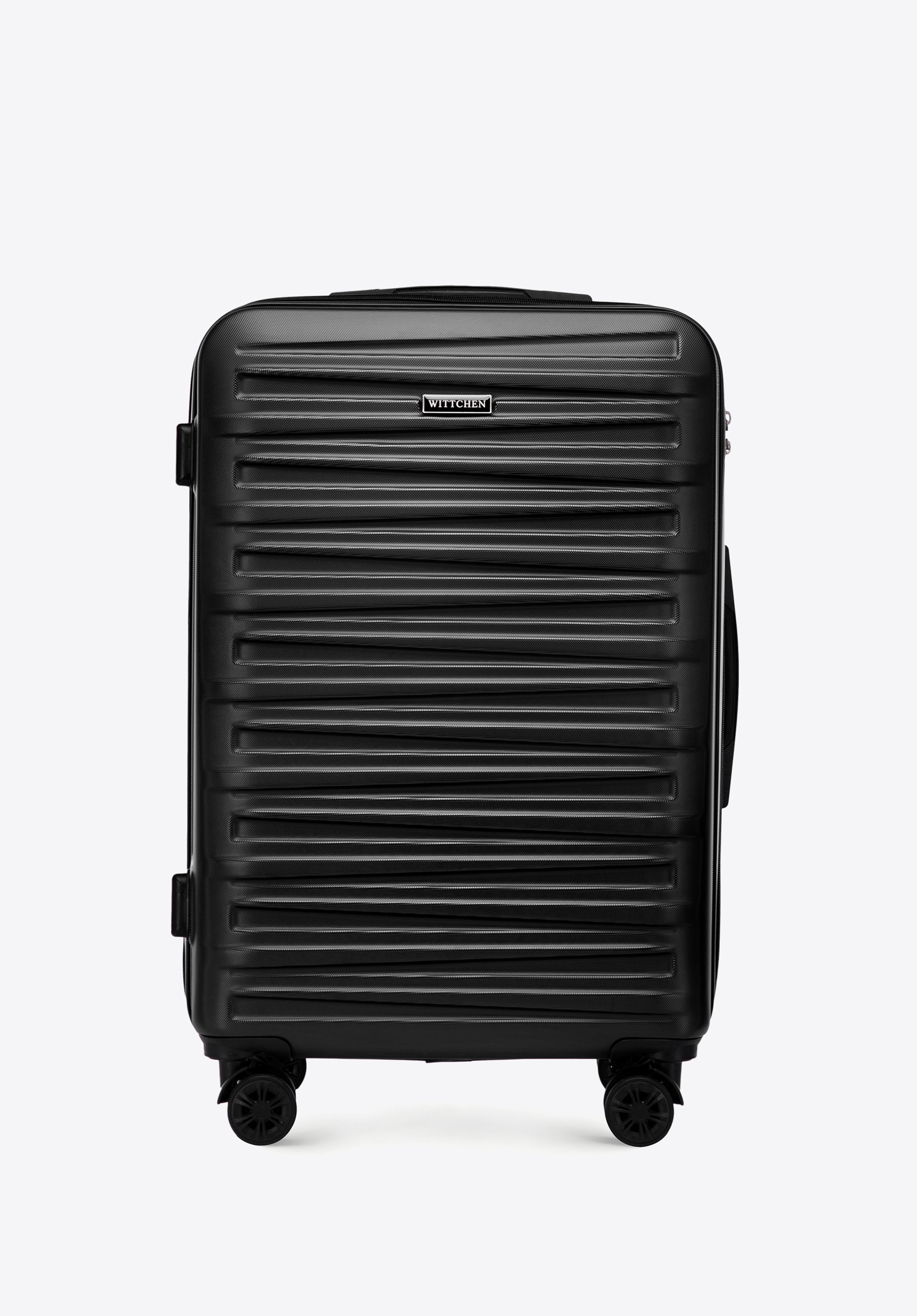 Valiză de dimensiuni medii cu exterior texturat, negru, 56-3A-002-11, Fotografie 1