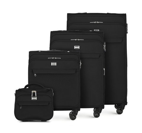 Set de valize moi într-o singură culoare, negru, 56-3S-65K-3, Fotografie 1