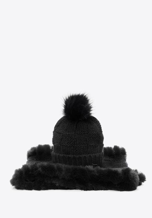 Set de iarnă damă cu blană artificială, negru, 95-SF-001-1, Fotografie 1