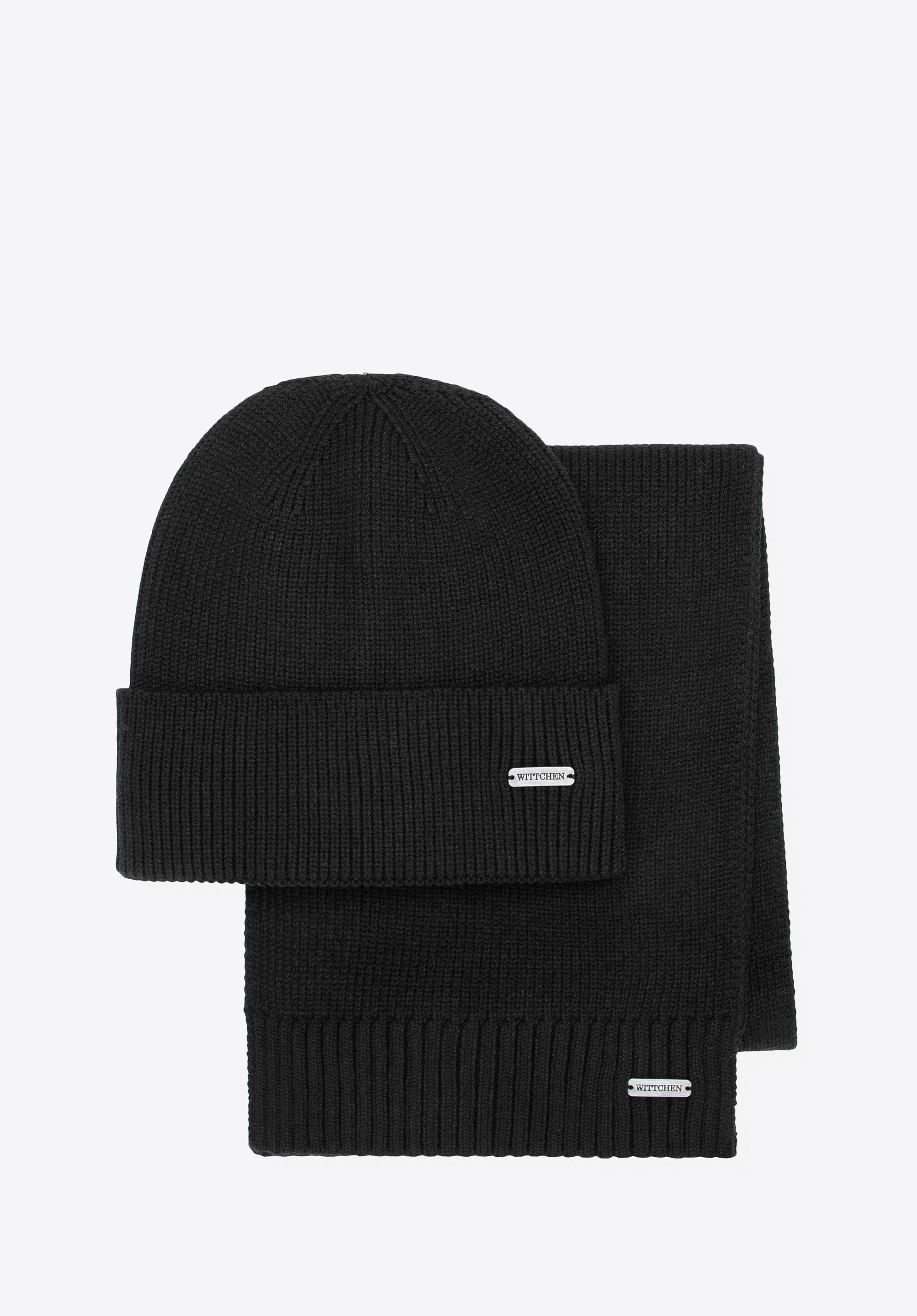 Set de iarnă pentru bărbați: căciulă și eșarfă, negru, 101-SF-009-1, Fotografie 1