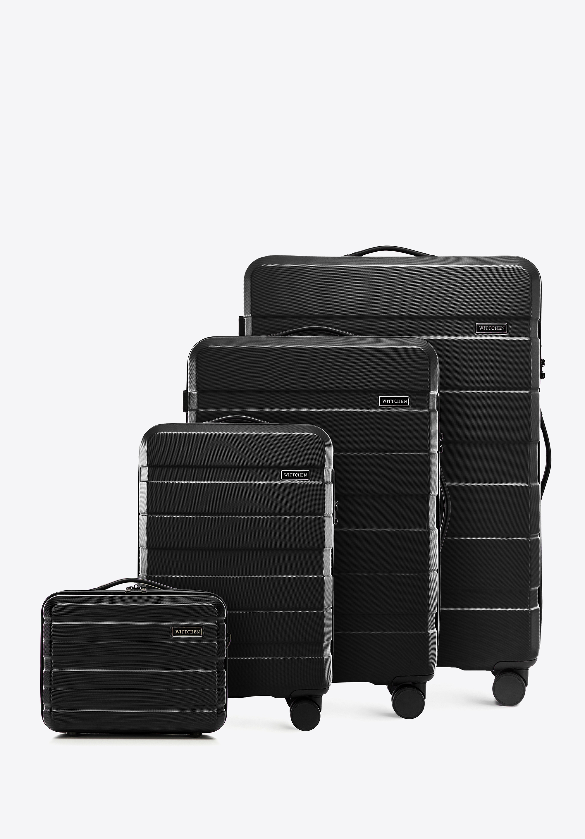Set de valize din material ABS cu dungi orizontale negru