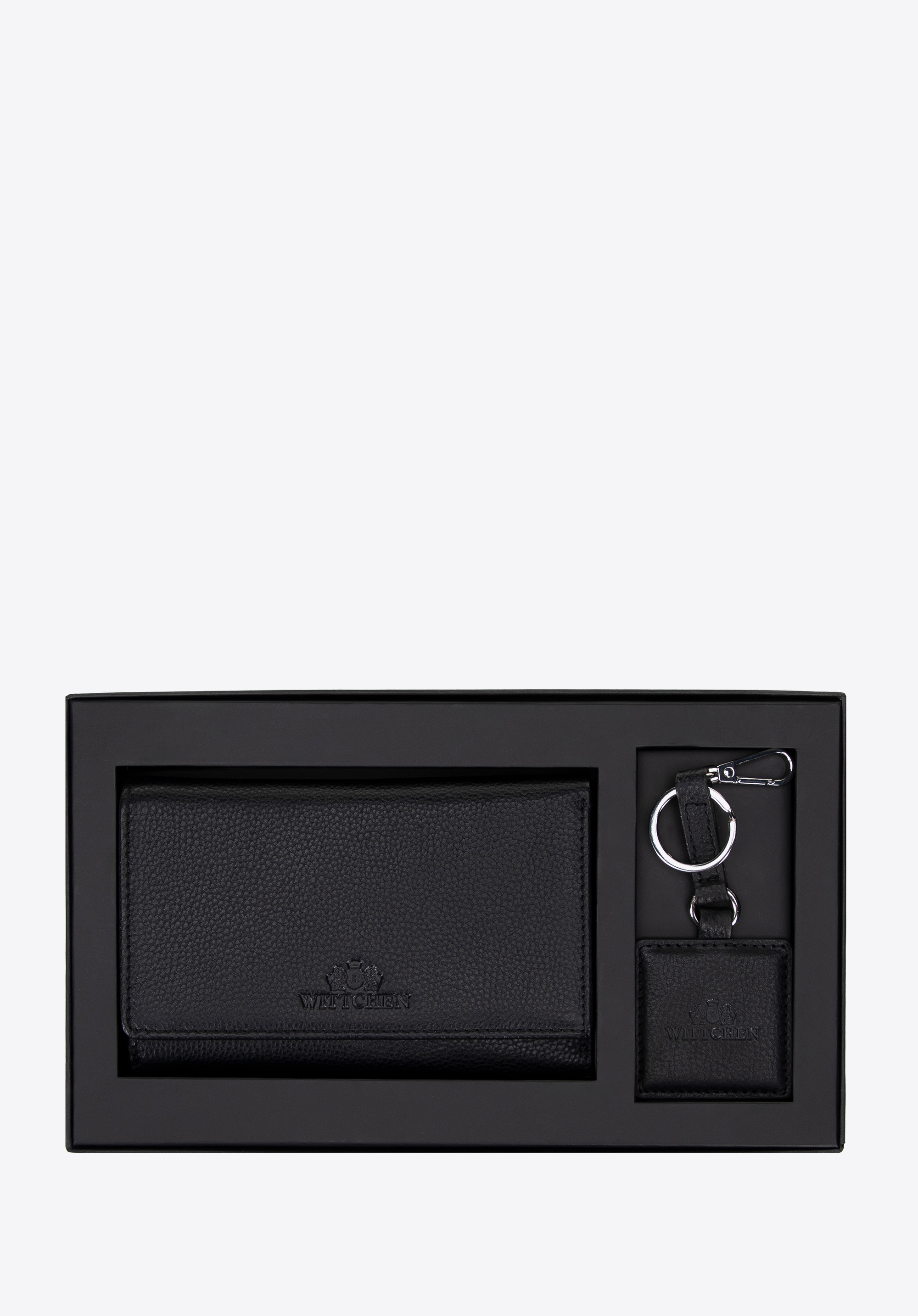 Set piele - portofel și breloc, negru, 14-S-005-1, Fotografie 1