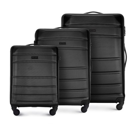 Set valize ABS canelate, negru, 56-3A-65S-35, Fotografie 1