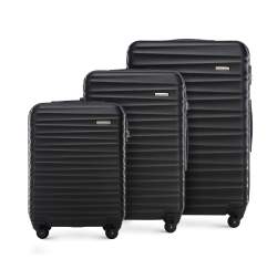 Set valize din ABS, cu dungi orizontale, negru, 56-3A-31S-11, Fotografie 1