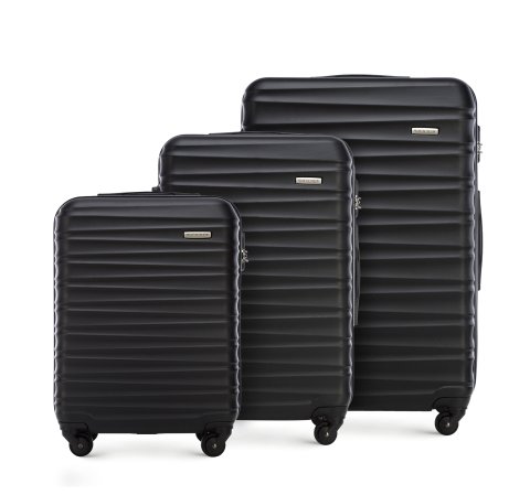 Set valize din ABS, cu dungi orizontale, negru, 56-3A-31S-34, Fotografie 1