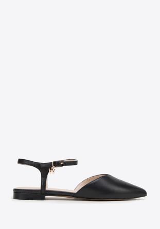 Slingback din piele cu toc jos