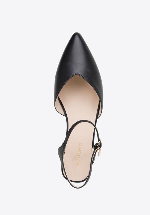 Slingback din piele cu toc jos, negru, 98-D-952-1-36, Fotografie 5