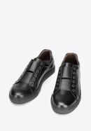 Sneakers damă din piele cu bandă elastică, negru, 92-D-351-7-36, Fotografie 2