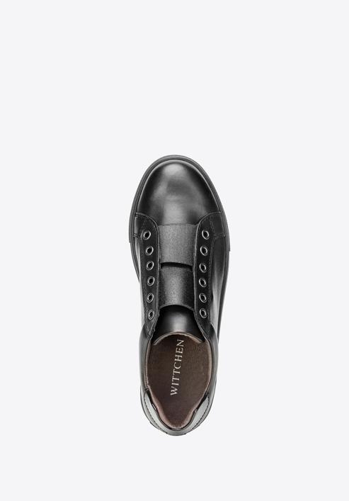 Sneakers damă din piele cu bandă elastică, negru, 92-D-351-7-36, Fotografie 6