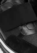Tenisi dama din piele intoarsa cu velcro pe platforma, negru, 93-D-654-1-40, Fotografie 8
