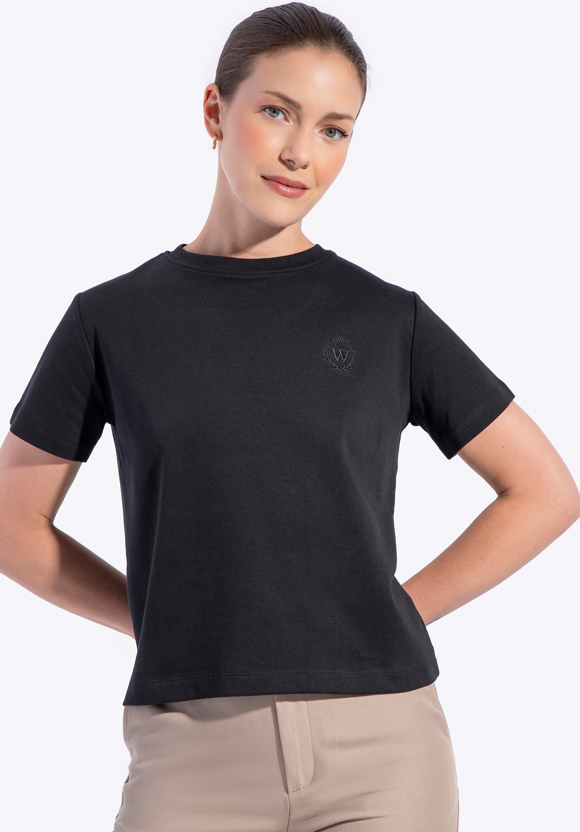 Tricou de bumbac pentru femei, negru, D0-99-100-1-XL, Fotografie 1