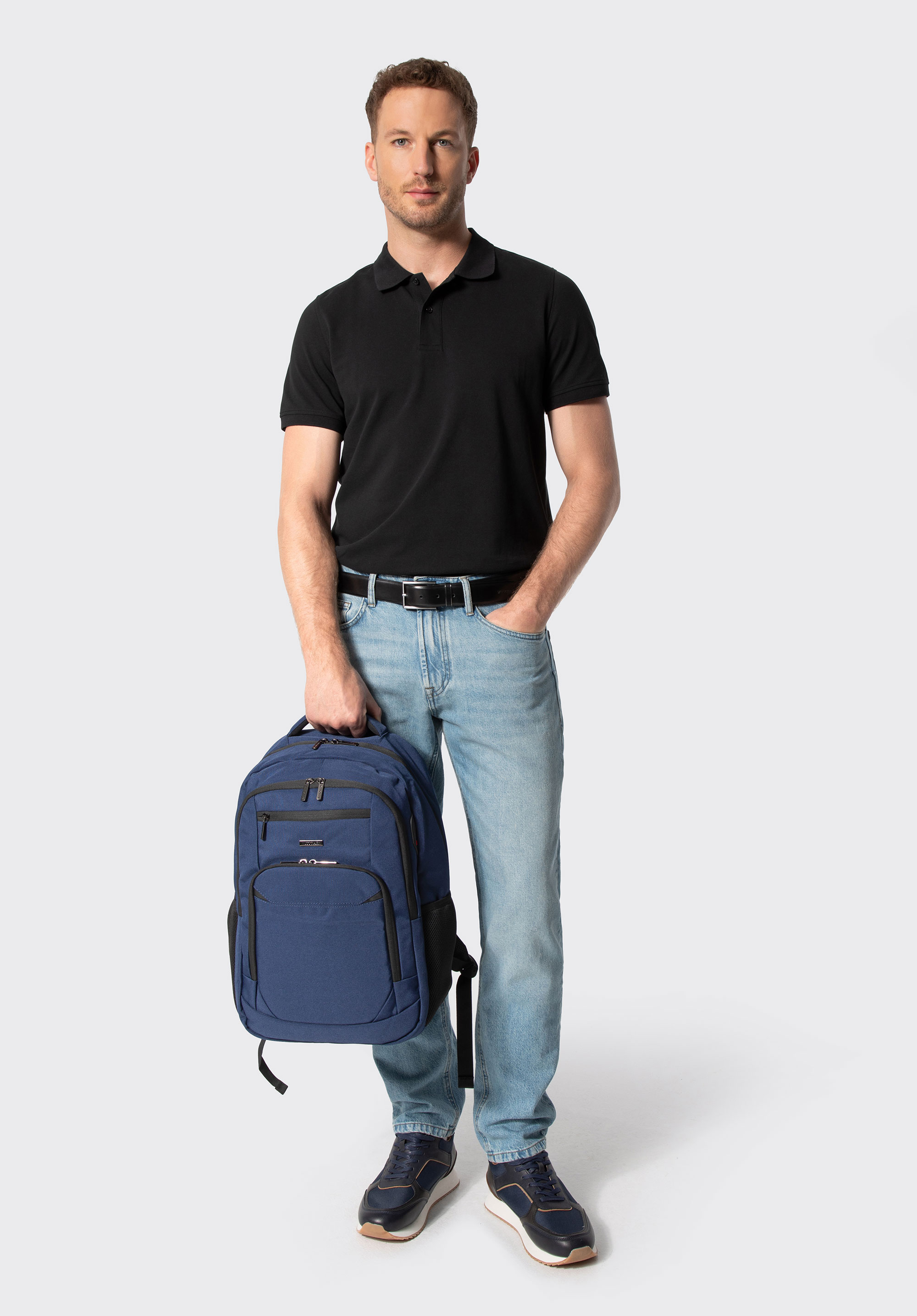 Tricou polo bărbătesc din bumbac, negru, 29-99-151-1-M, Fotografie 1
