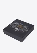 Eșarfă de mătase țesută cu monogramă de damă, negru - turcoaz, 93-7F-008-2, Fotografie 16