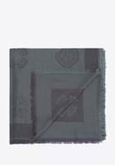Eșarfă de mătase țesută cu monogramă de damă, negru - turcoaz, 93-7F-008-2, Fotografie 3