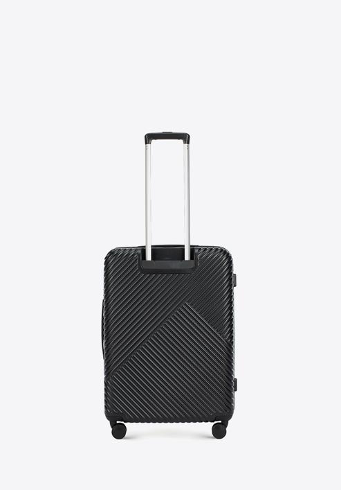 Un set de valize din policarbonat cu dungi, negru, 56-3P-84S-88, Fotografie 4