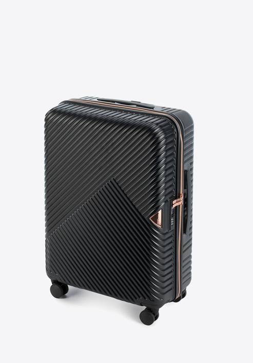 Un set de valize din policarbonat cu dungi, negru, 56-3P-84S-77, Fotografie 5