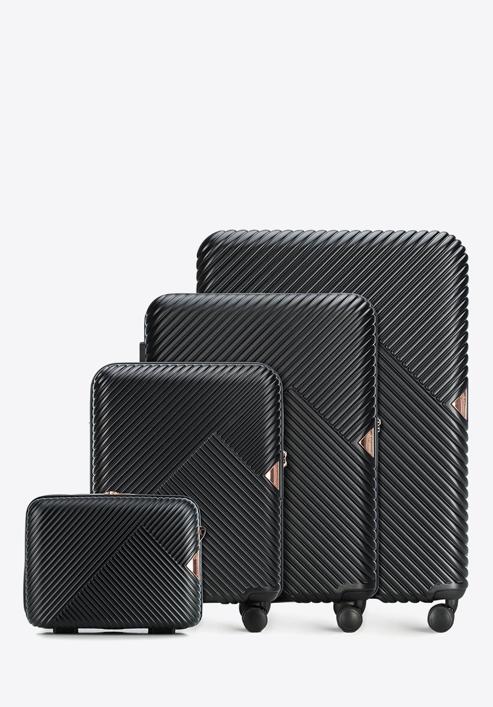 Un set de valize din policarbonat, în dungi, negru, 56-3P-84K-77, Fotografie 1