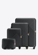 Un set de valize din policarbonat, în dungi, negru, 56-3P-84K-88, Fotografie 1