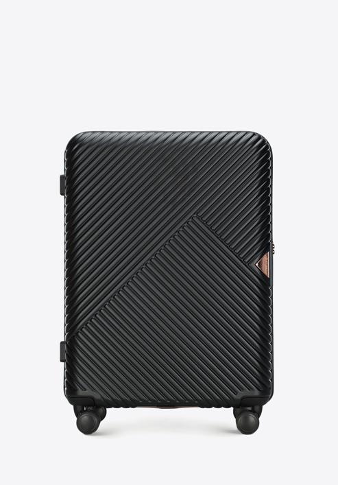 Un set de valize din policarbonat, în dungi, negru, 56-3P-84K-88, Fotografie 2