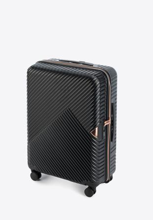 Un set de valize din policarbonat, în dungi, negru, 56-3P-84K-10, Fotografie 1